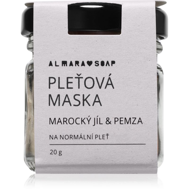 Almara Soap Face masca pentur fata cu efect de peeling pentru piele normala Moroccan clay & pumice 20 g