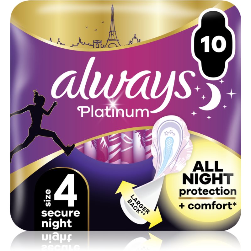 Always Platinum Secure Night Size 4 absorbante 10 buc