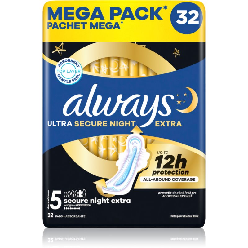 Always Ultra Secure Night Extra Size 5 absorbante pentru noapte 32 buc