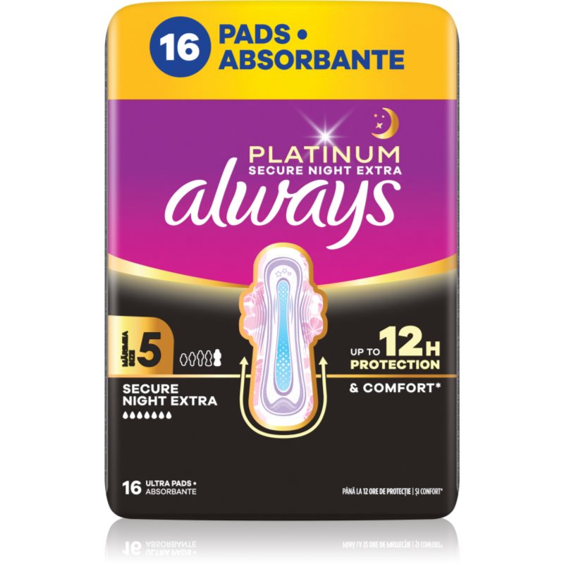 Always Platinum Night Extra Size 5 absorbante pentru noapte 16 buc