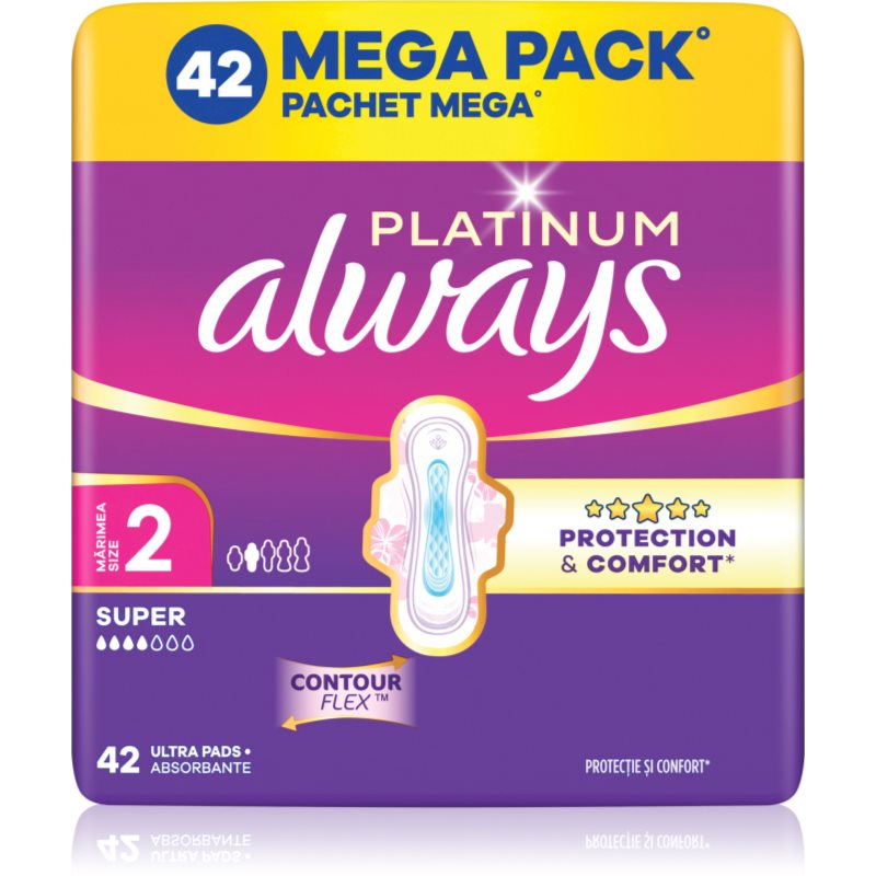 Always Platinum Super Size 2 absorbante cu aripioare 42 buc