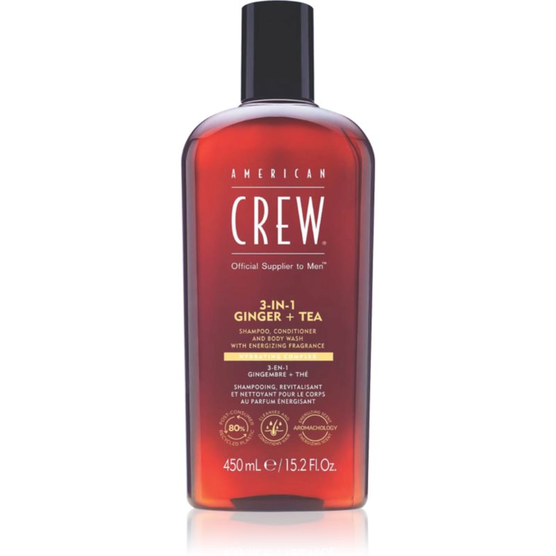 American Crew 3 in 1 Ginger + Tea șampon, balsam și gel de duș 3 în 1 pentru barbati 450 ml