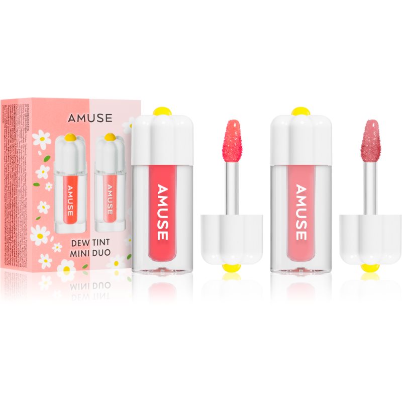 AMUSE Dew Tint Mini Duo set de luciu de buze hidratant culoare Warm Tone 2x1.5 g