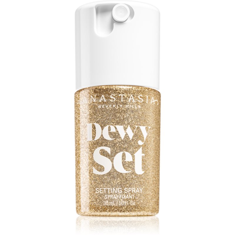 Anastasia Beverly Hills Dewy Set Setting Spray Mini stralucire intensa faciale cu parfum Coconut & Vanilla 30 ml