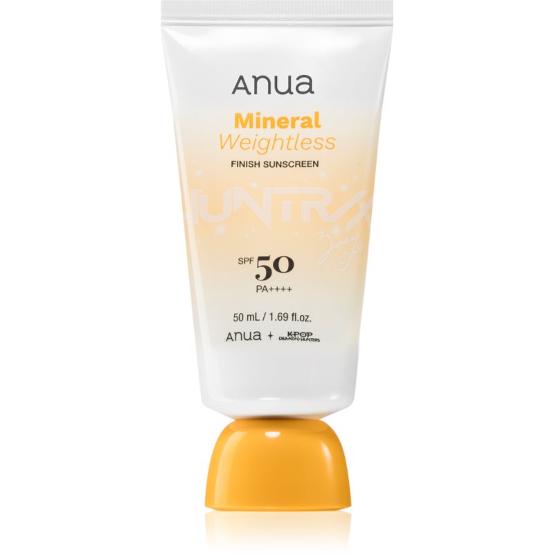 Anua K-Pop Demon Hunters Mineral Weightless Finish Sunscreen crema fata iluminatoare de protectie SPF 50 50 ml