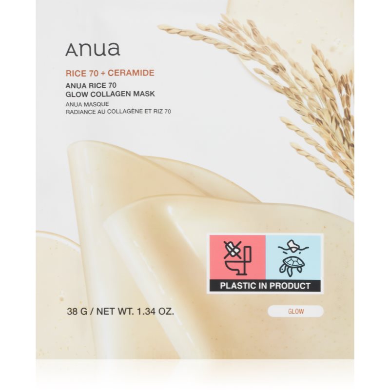 Anua Rice 70% + Ceramide Clow Collagen Mask masca pentru albirea tenului cu colagen 1 buc