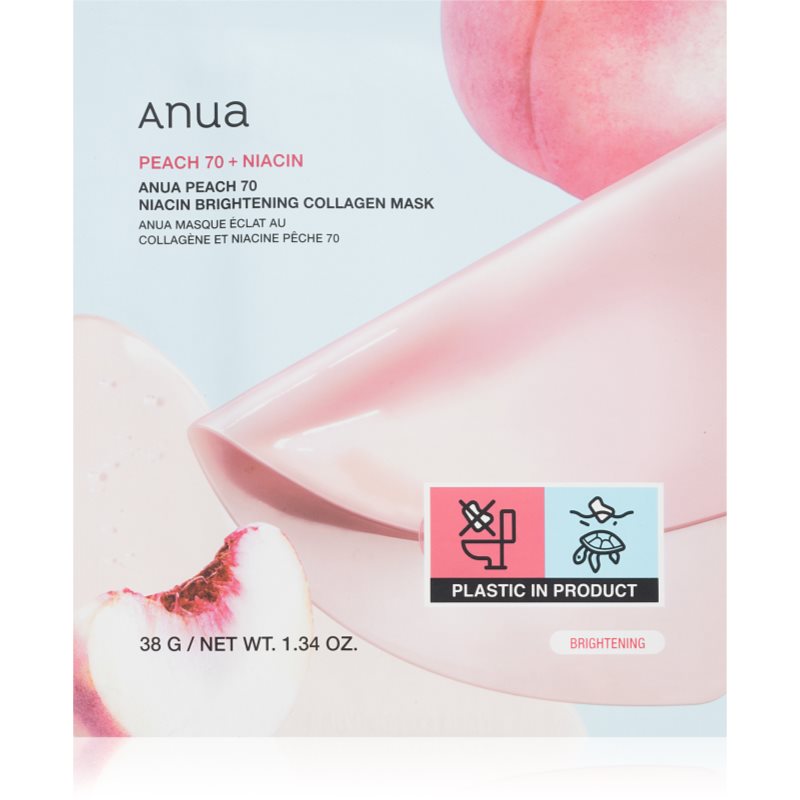 Anua Peach 70% Niacin Brightening Collagen Mask masca pentru albirea tenului cu colagen 1 buc