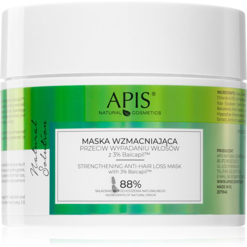 Apis Natural Cosmetics Natural Solution 3% Baicapil mască fortifiantă pentru părul slab cu tendință de cădere 200 ml