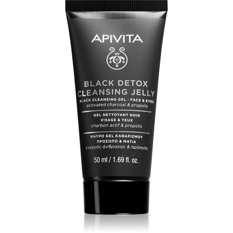 Apivita Cleansing Black Detox Cleansing Gel gel de curățare cu carbune activ pentru față și ochi 50 ml Apivita Cleansing Black Detox Cleansing Gel gel de curățare cu carbune activ pentru față și ochi 50 ml