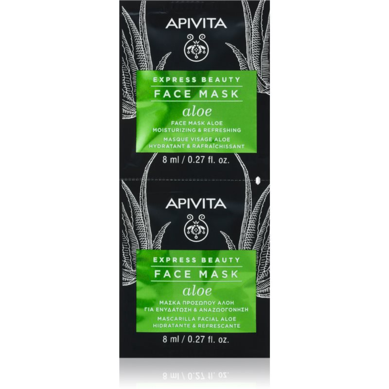 Apivita Express Beauty Moisturizing Face mask Aloe mască hidratantă răcoritoare faciale 2x8 ml