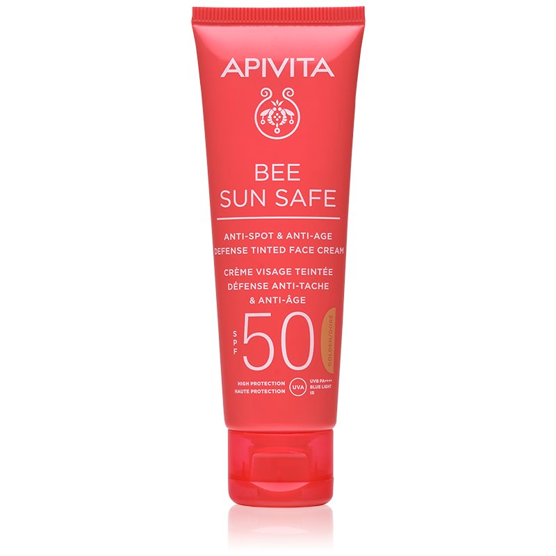 Apivita Bee Sun Safe Anti-Spot and Anti-Age Tinted Face Cream SPF50 crema de fata cu efect de protectie SPF 50 culoare Golden 50 ml