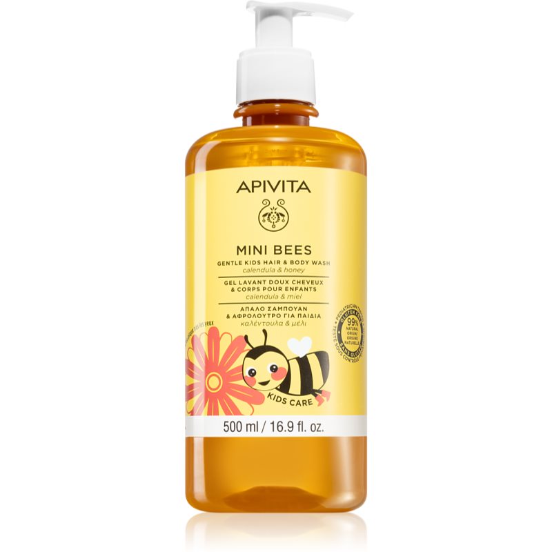 Apivita Mini Bees Gentle Kids Hair&Body wash Calendula&Honey gel de duș pentru corp și păr 500 ml