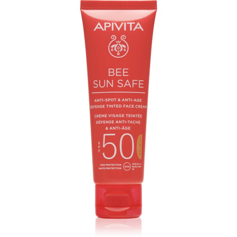 Apivita Bee Sun Safe Anti-Spot and Anti-Age Tinted Face Cream SPF50 crema de fata cu efect de protectie SPF 50 culoare Natural 50 ml