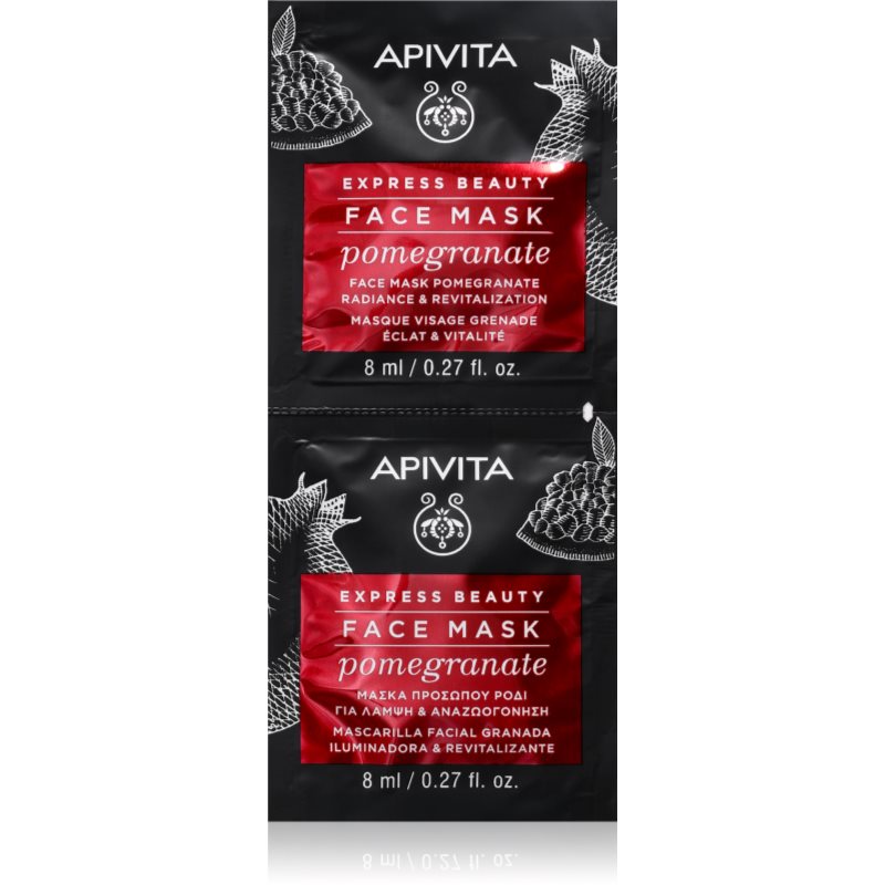 Apivita Express Beauty Pomegranate Mască facială pentru revitalizare și iluminare 2x8 ml