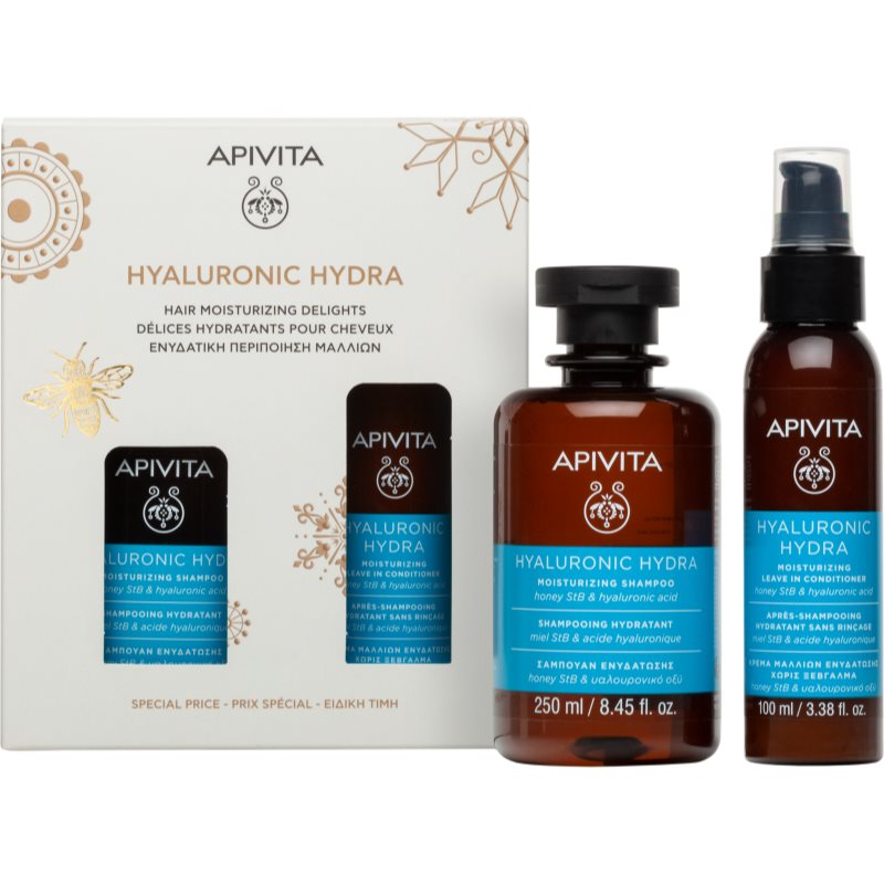 Apivita Hyaluronic Hydra Hair Moisturizing Delights set cadou pentru hidratare si stralucire