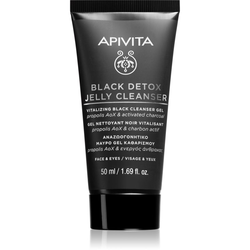Apivita Cleansing Black Detox Jelly Cleanser gel de curățare cu cărbune activ 50 ml