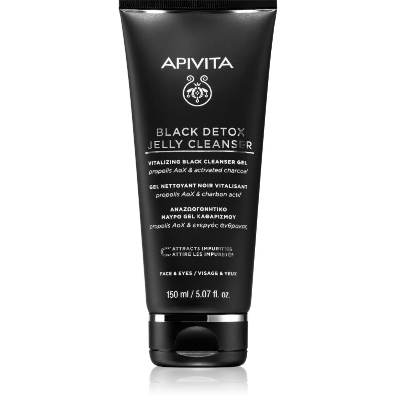 Apivita Cleansing Black Detox Jelly Cleanser gel de curățare cu cărbune activ 150 ml