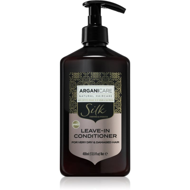 Arganicare Silk Protein Leave-In Conditioner balsam (nu necesita clatire) pentru par foarte uscat si deteriorat 400 ml