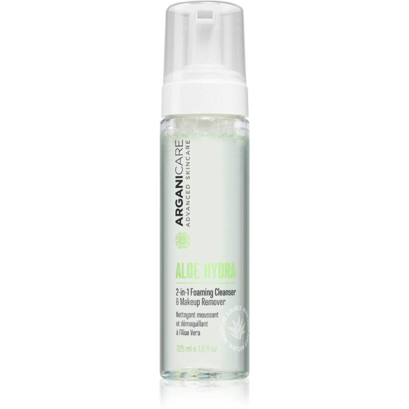 Arganicare Aloe Hydra 2-in-1 Foaming Cleanser spuma de curatare pentru piele normala si grasa 225 ml