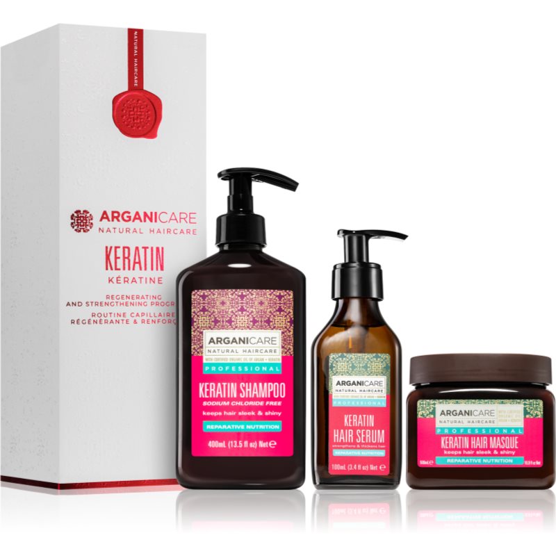 Arganicare Keratin Regenerating and Strengthening Program Set set cadou(efect regenerator)