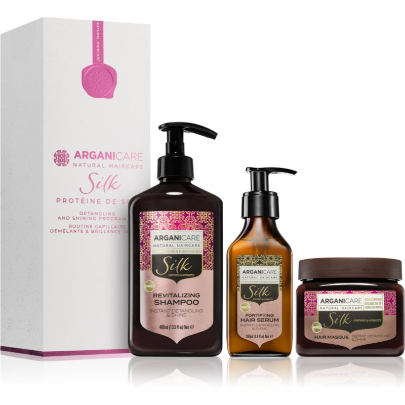 Arganicare Silk Protein Detangling and Shining Program Set set cadou (cu efect revitalizant)