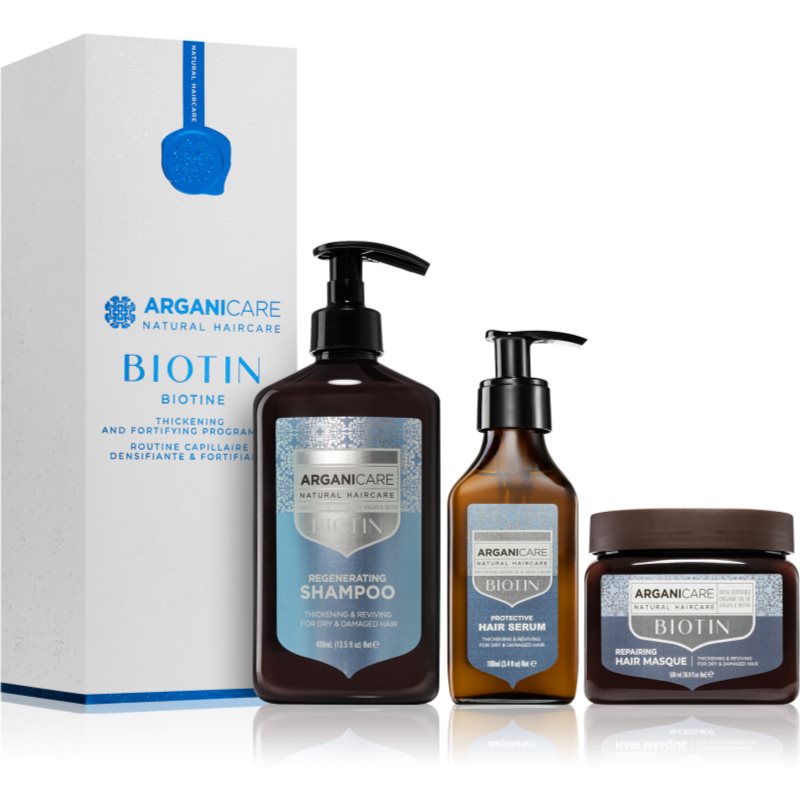 Arganicare Biotin Thickening and Fortifying Program Set set cadou(pentru a restabili densitatea parului)