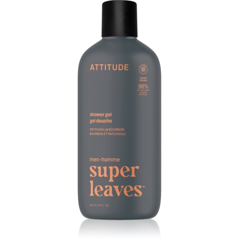 Attitude Super Leaves Men Shower Gel gel de duș pentru barbati Patchouli &amp; Bourbon 415 ml