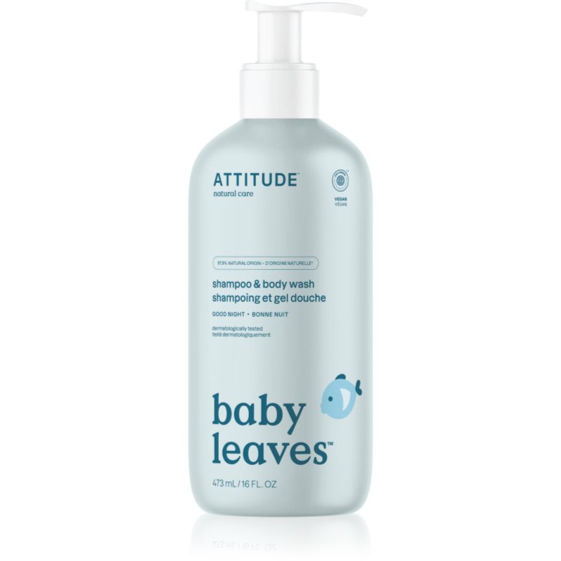 Attitude Baby Leaves Shampoo & Body wash Gel de dus si sampon pentru copii Good Night 473 ml