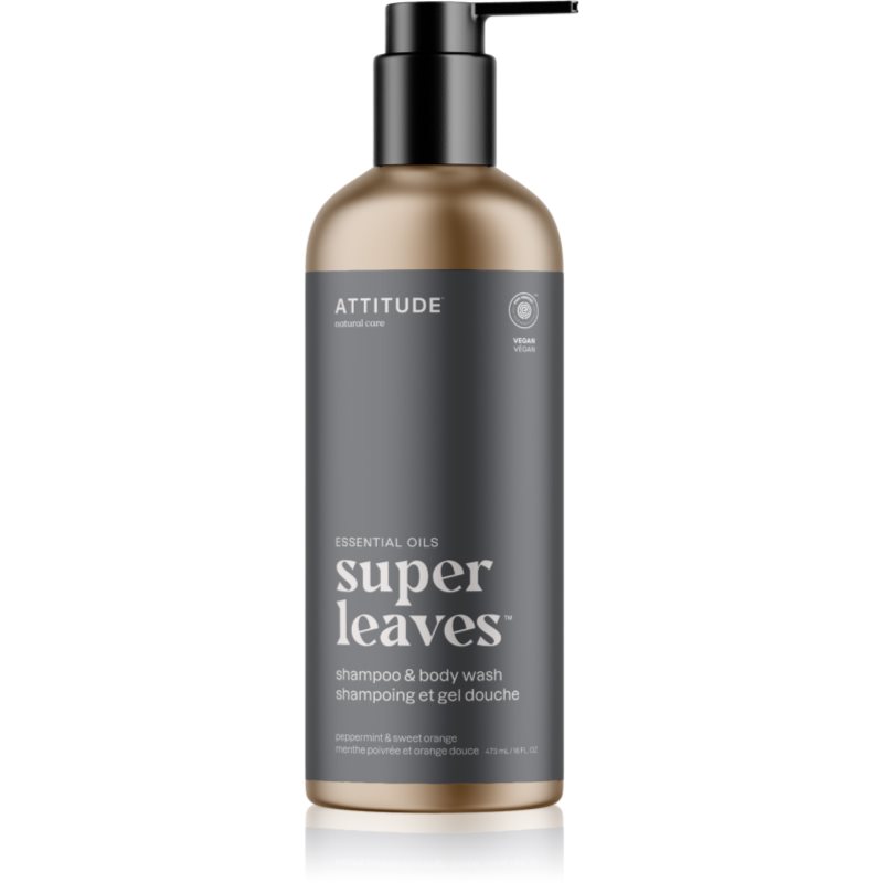 Attitude Super Leaves Essentials gel de dus si sampon 2in1 Peppermint & Sweet Orange 473 ml Attitude Super Leaves Essentials gel de dus si sampon 2in1 Peppermint & Sweet Orange 473 ml