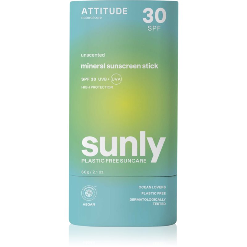 Attitude Sunly Unscented Crema de soare cu minerale stick SPF 30 60 g