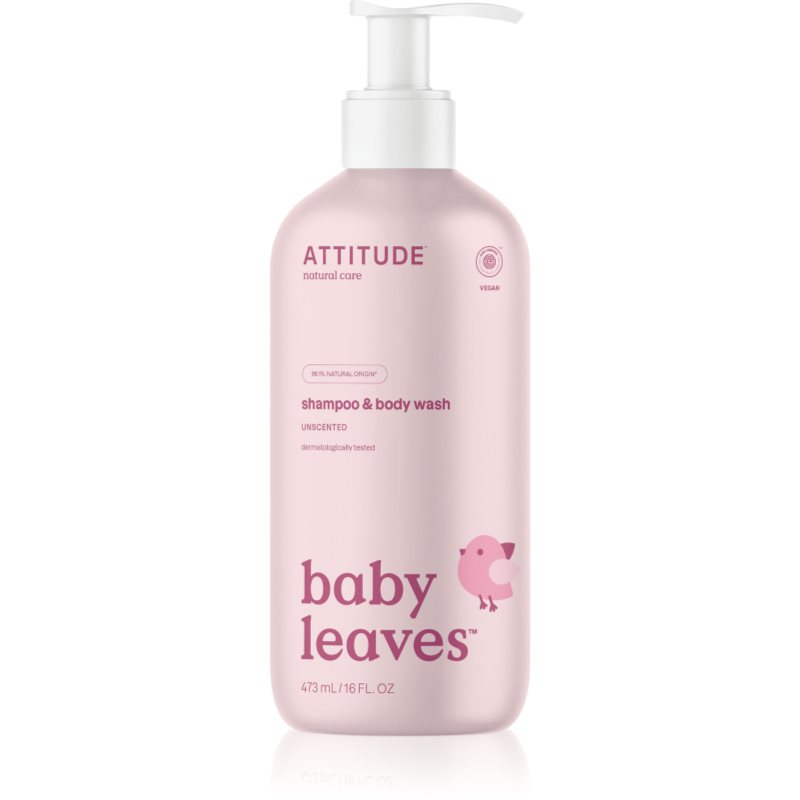 Attitude Baby Leaves Unscented 2 in 1 gel de dus si sampon pentru copii 473 ml