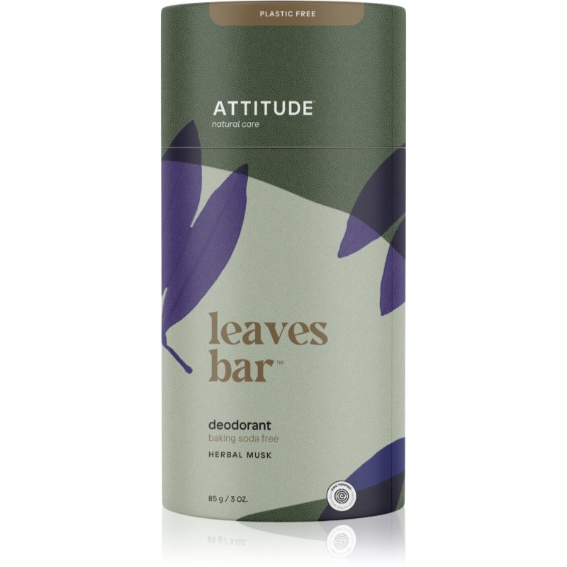 Attitude Leaves Bar Deodorant deodorant fără conținut săruri de aluminiu Herbal Musk 85 g