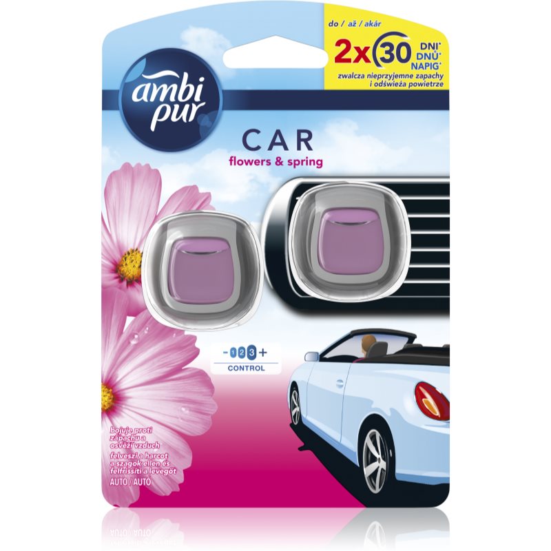 AmbiPur Car Flowers&Spring odorizant de camera pentru mașină 2x2 ml