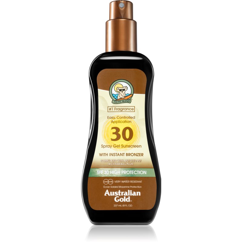 Australian Gold Spray Gel Sunscreen With Instant Bronzer gel protector nuanțator SPF 30 237 ml