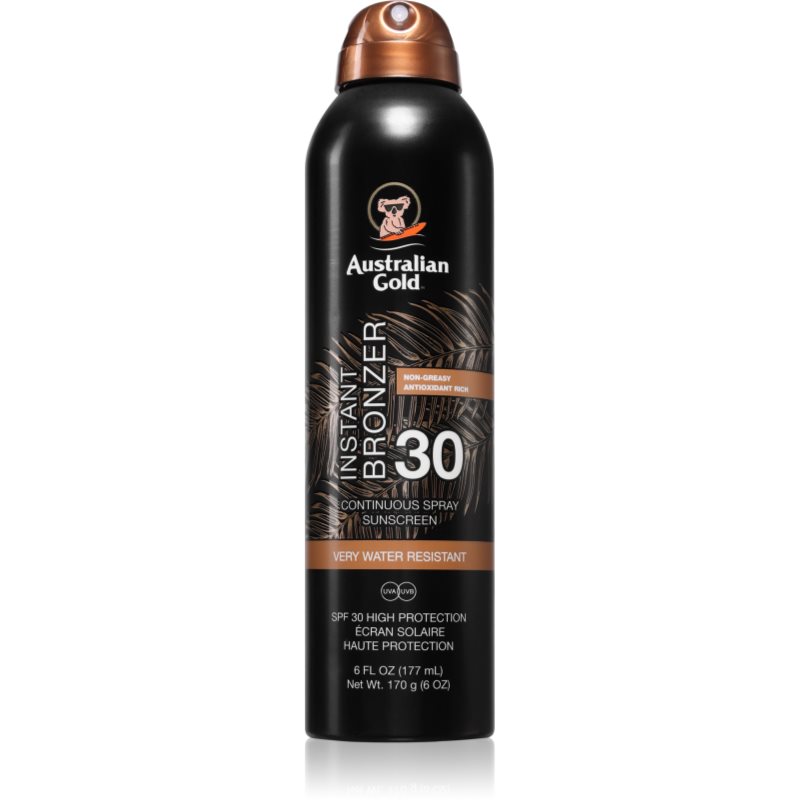 Australian Gold Instant Bronzer spray solar cu efect autobronzant SPF 30 177 ml