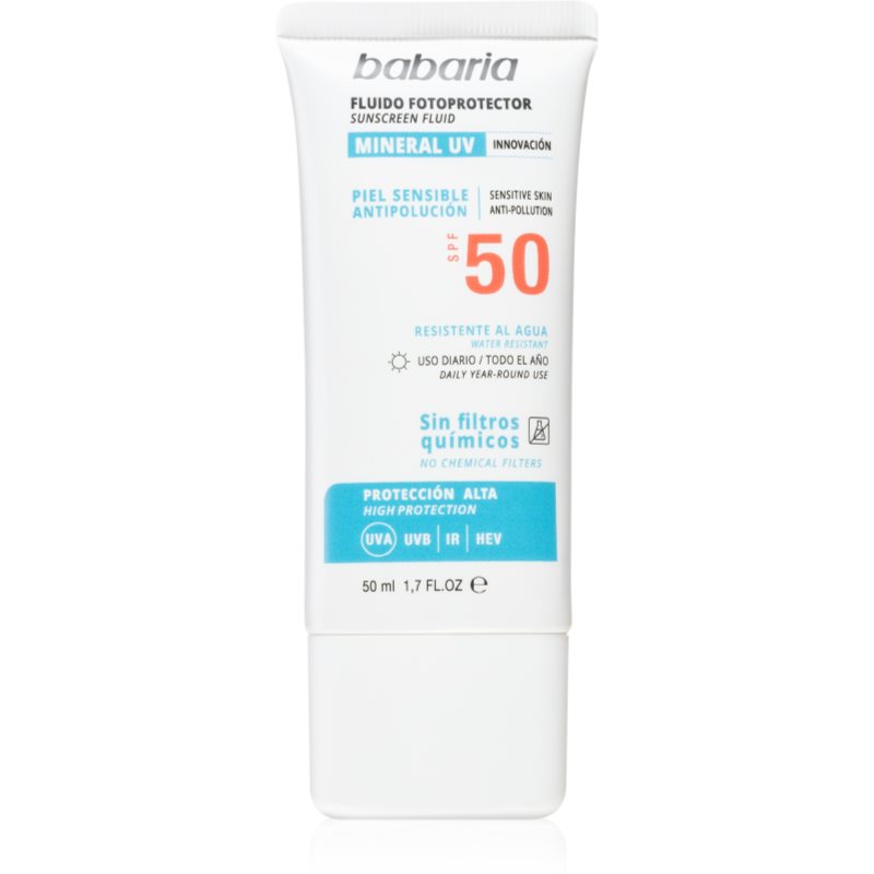 Babaria Sun Face fluid protector fără filtre chimice faciale SPF 50 50 ml