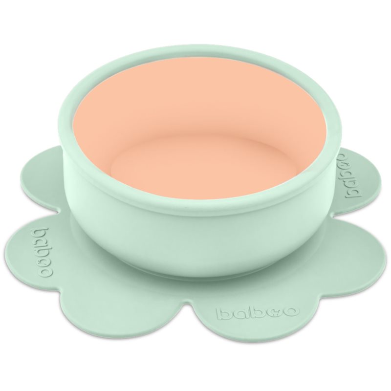 Baboo Silicone Bowl bol din silicon cu ventuză Peachy Keen, 6m+ 1 buc