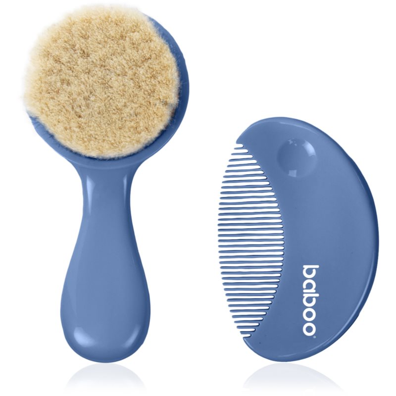 Baboo Baby Hair Brush and Comb Set set pentru păr pentru nou-nascuti si copii Blue Haze 2 buc