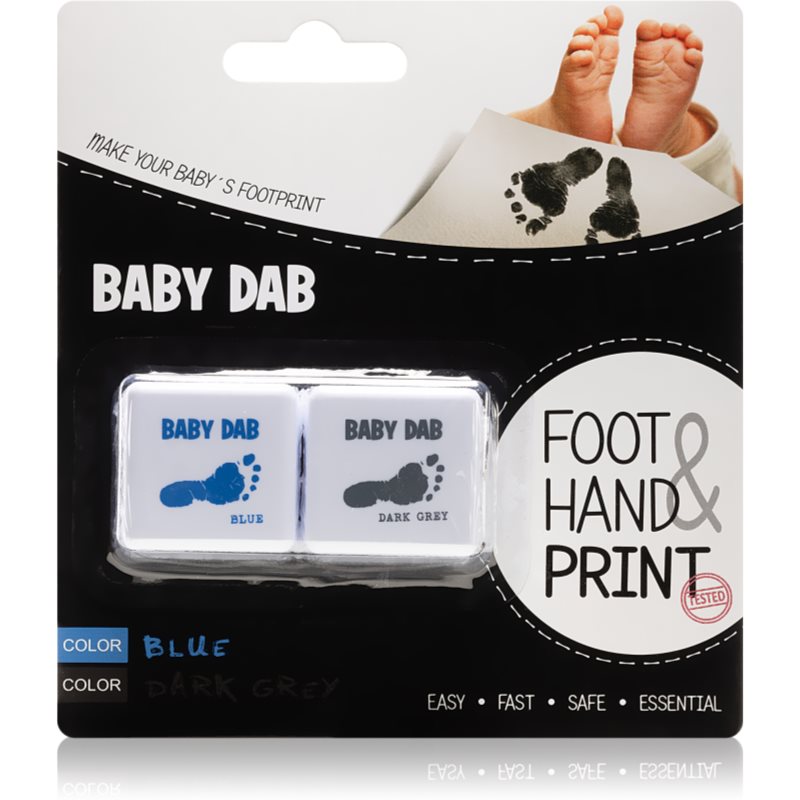 Baby Dab Foot & Hand Print Blue & Grey cerneală pentru amprente copii 2 buc