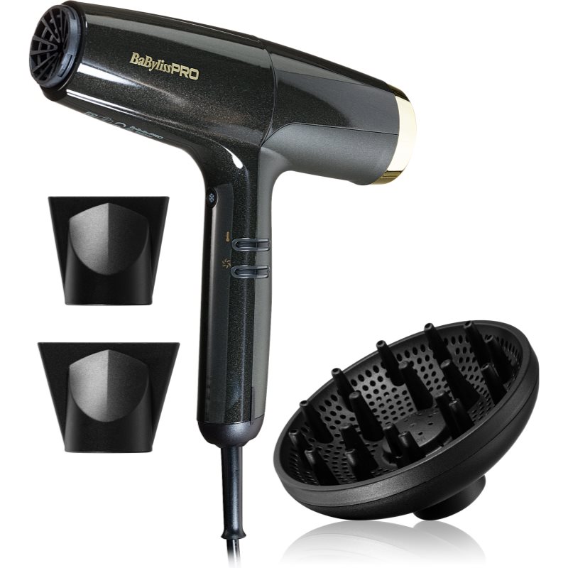 BaByliss PRO Falco Hair dryer BLACK & GOLD hair dryer with integrated ion function 1 pc