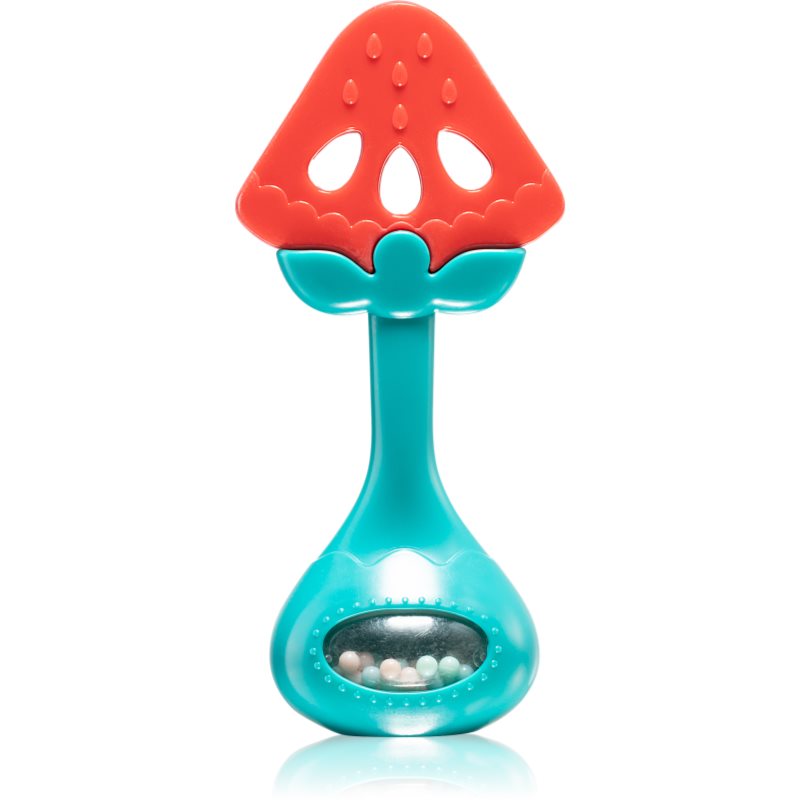 BabyOno Have Fun Teether jucărie pentru dentiție cu zornăitoare Tasty Watermelon 1 buc