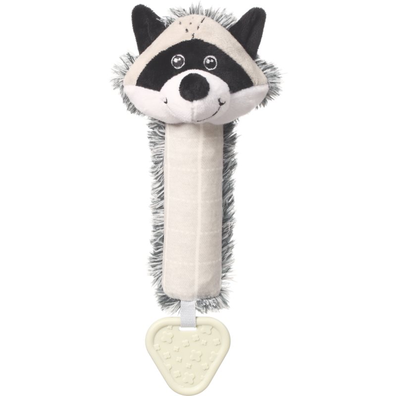 BabyOno Squeaky Toy with Teether jucărie fluierătoare pentru dentiție Racoon Rocky 1 buc