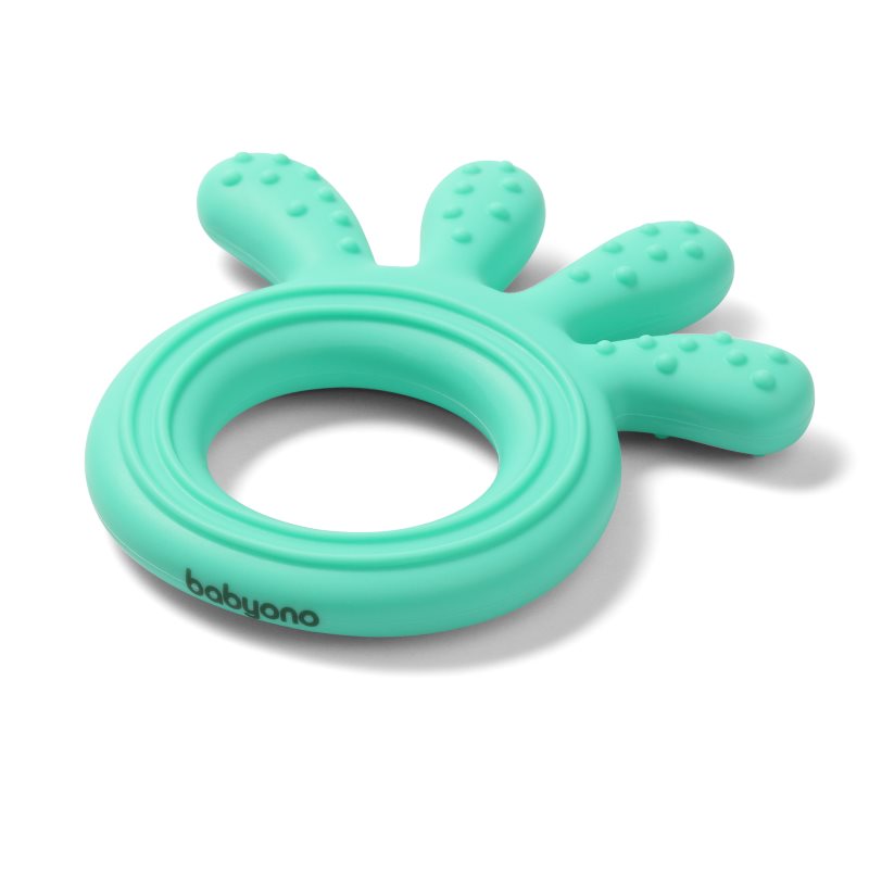 BabyOno Be Active Silicone Teether Octopus jucărie pentru dentiție Mint 1 buc