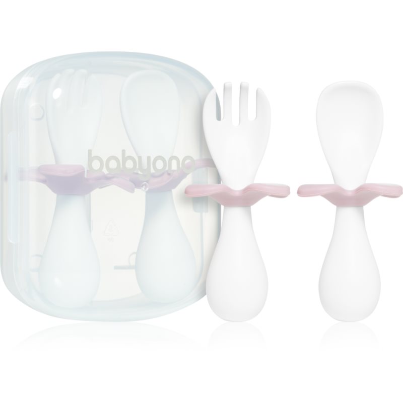 BabyOno Be Active Ergonomic Utensils for Children tacâmuri Pink 12 m+ 2 buc