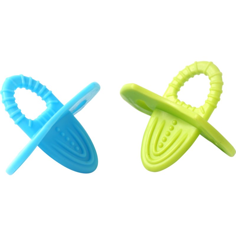 BabyOno Teether jucărie pentru dentiție 3m+ Blue + Green 2 buc