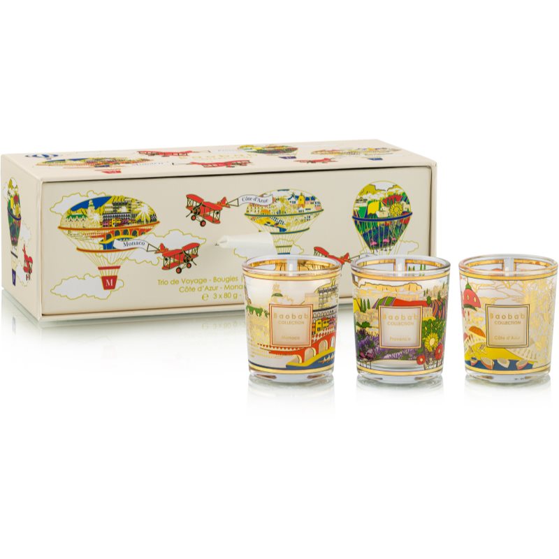 Baobab Collection Trio Travel Candles lumânare parfumată set cadou