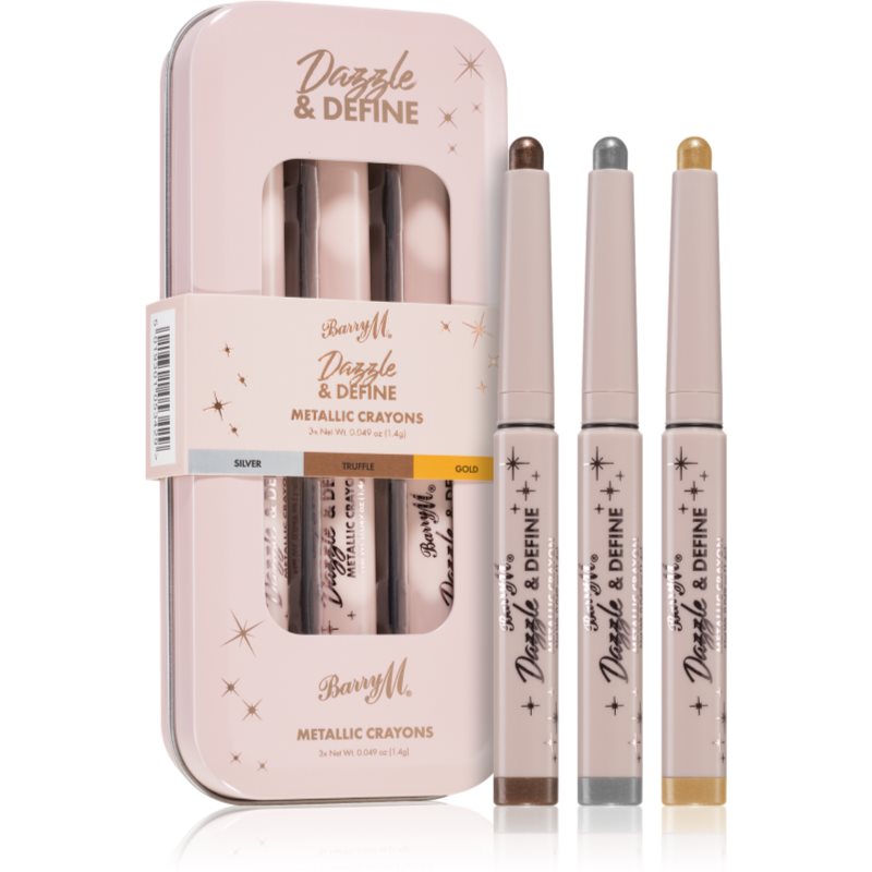 Barry M Dazzle & Define Metallic Crayon creion metalic pentru ochi ambalaj economic 3 x 1,4 g