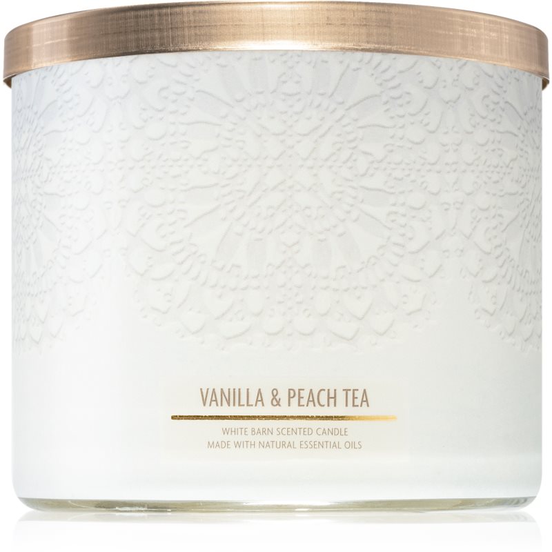 Bath & Body Works Vanilla & Peach Tea lumânare parfumată 411 g