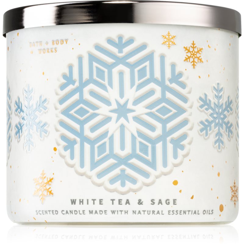 Bath & Body Works White Tea& Sage lumânare parfumată 411 g