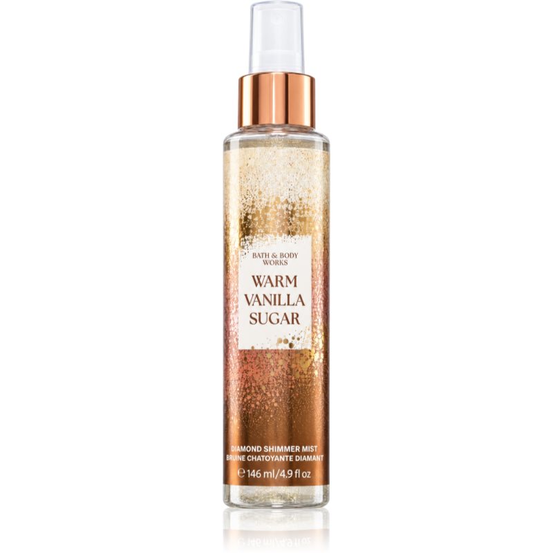 Bath & Body Works Warm Vanilla Sugar brumă parfumată cu particule stralucitoare pentru femei 146 ml